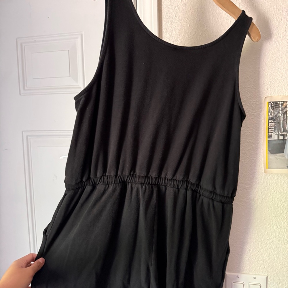 FOXBLOOD black rayon modal knit scoop neck sleeveless jumpsuit - Picture 6 of 8